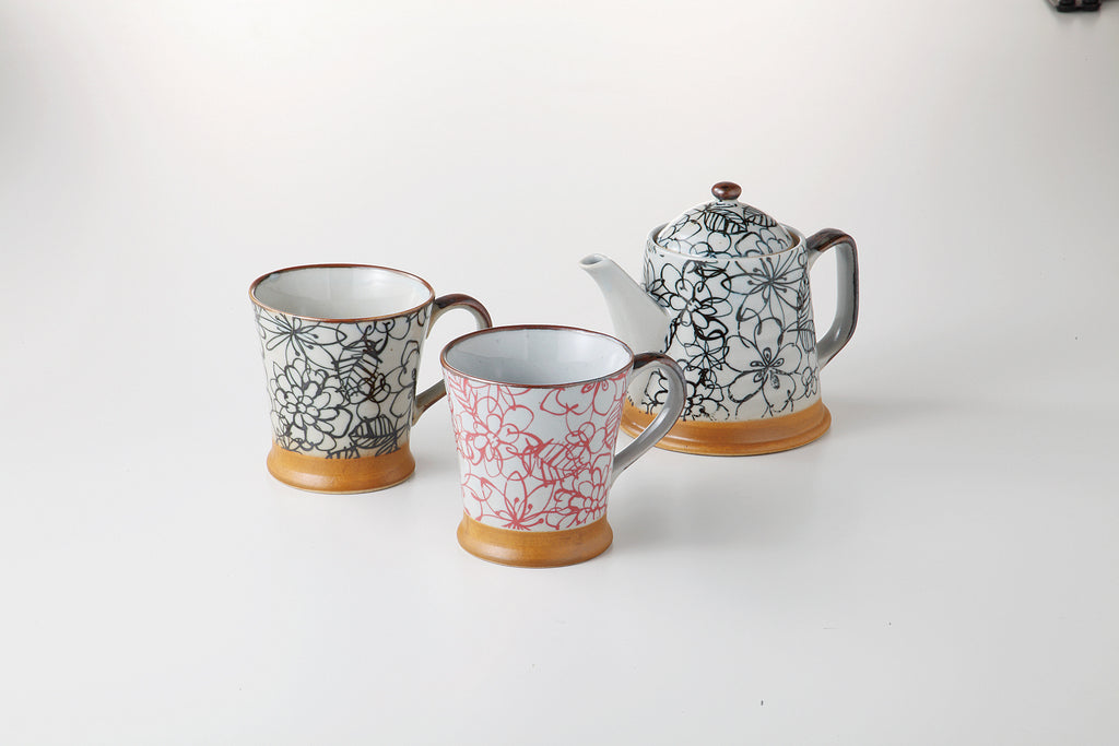 Flower Garden Tea Pot &amp; Cup Set 59-55-1