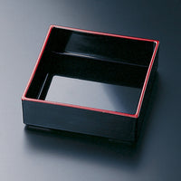 ABS Black Square Bowl with Red Edge for Bento Box